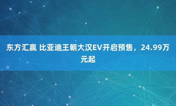 东方汇赢 比亚迪王朝大汉EV开启预售，24.99万元起